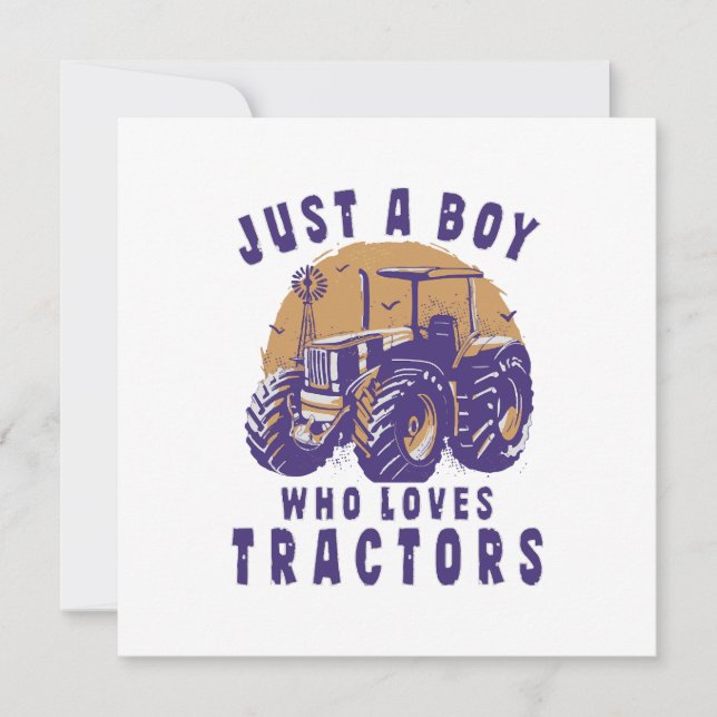 Invitation Juste un garçon qui aime les tracteurs de ferme ca (Devant)