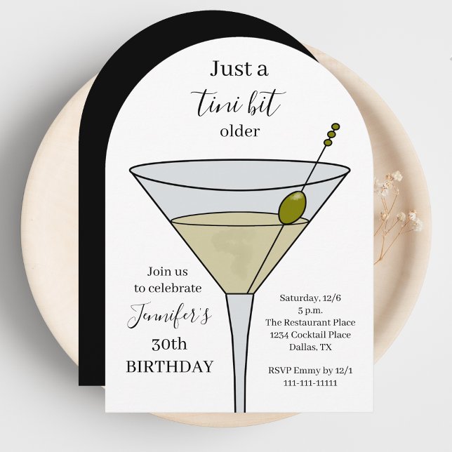 Invitation Juste un peu plus vieux Martini Anniversaire Blanc (Créateur téléchargé)