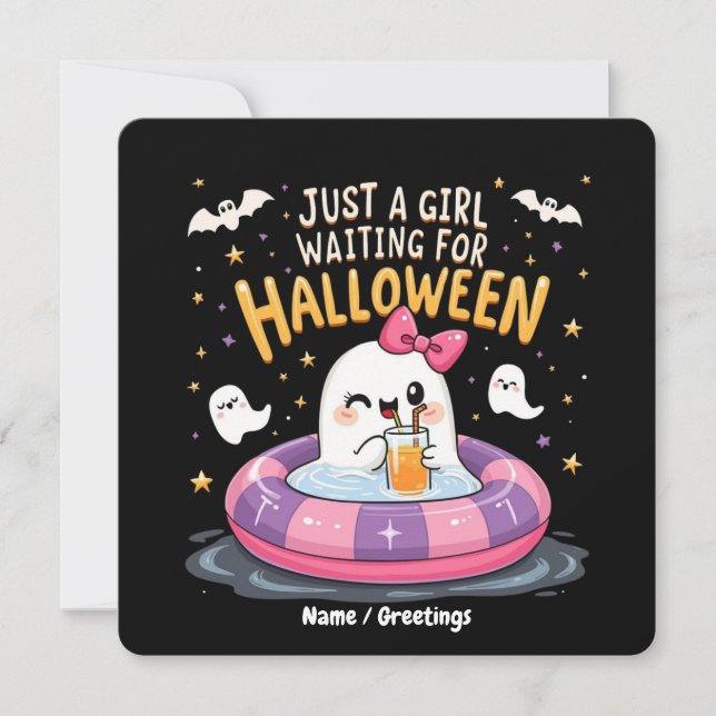 Invitation Juste Une Fille En Attente D'Halloween Été Éffraya (Devant)