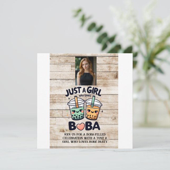 Invitation Juste une fille qui aime Boba (Debout devant)