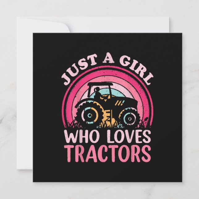 Invitation Juste Une Fille Qui Aime Les Tracteurs (Devant)