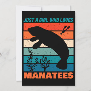 Invitation Juste Une Fille Qui Aime Manatees Animal Rétro