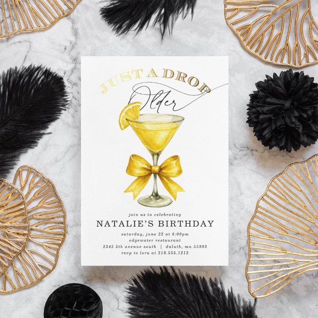 Invitation Juste une goutte de plus vieille Lemon Drop Fête d (Just a Drop Older Lemon Drop Birthday Invitation)