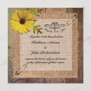 Invitation Jute Burlap sur le Mariage rustique du bois