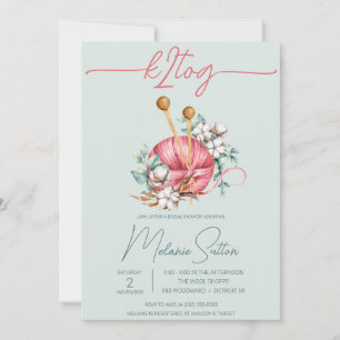 Invitation k2tog, Fête des mariées de Tricot en coton bleu et