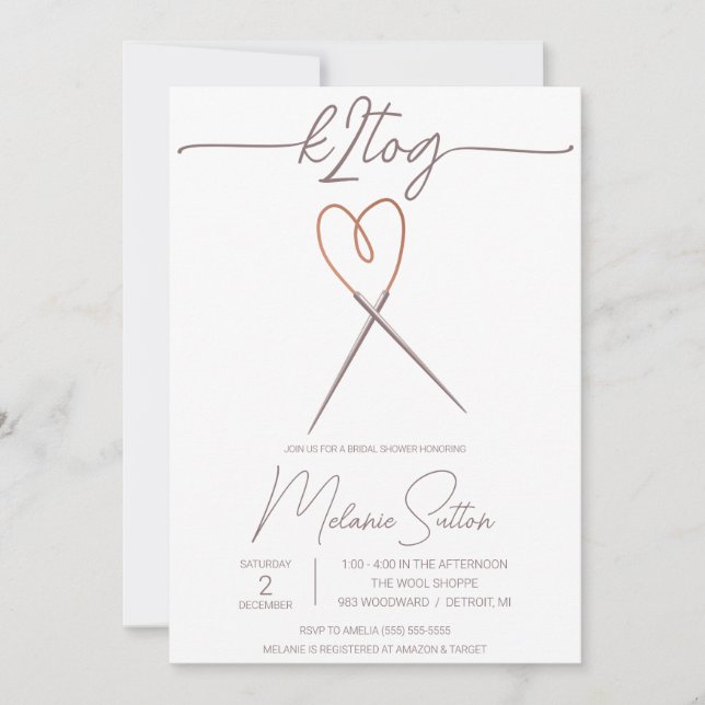 Invitation k2tog, Tricot, Fête des mariées des aiguilles de c (Devant)