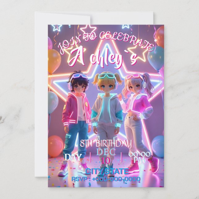 Invitation K-Pop Demon Hunters themed birthday parties,Golden (Devant)