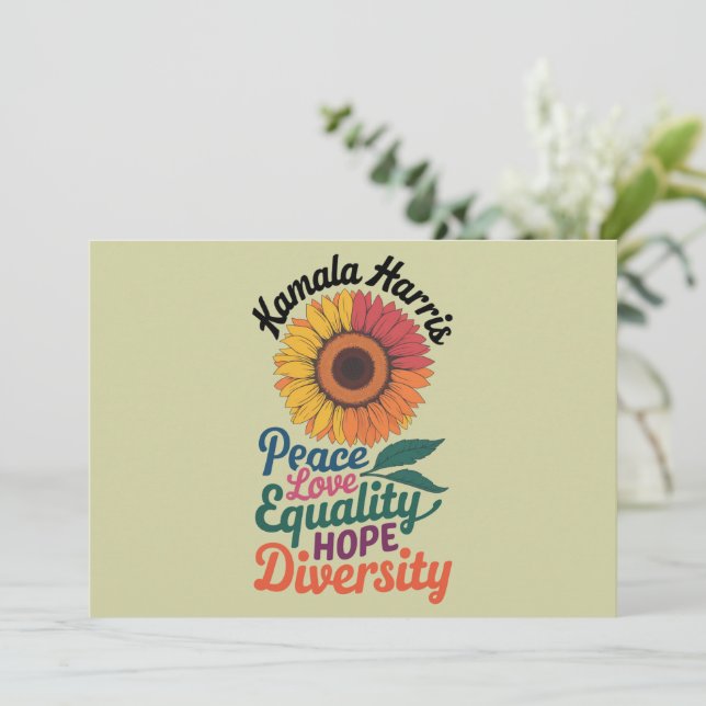 Invitation Kamala Harris Peace Love Equality Hope Diversity (Debout devant)
