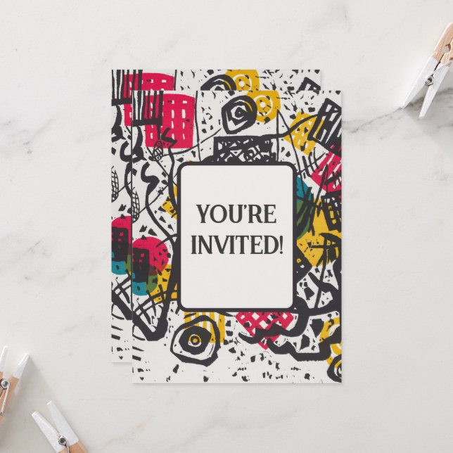 Invitation Kandinsky Small Worlds V Classic Abstrait (Devant/Arrière en situation)