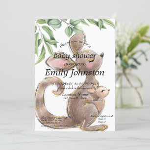 Invitation Kangourou Peint Cute Baby shower neutre genre