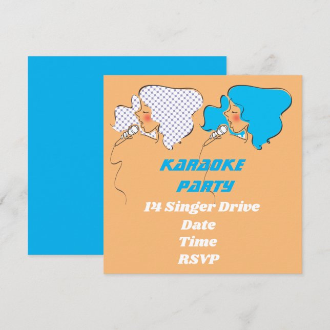 Invitation Karaoké chanter le thème rétro (Devant / Derrière)