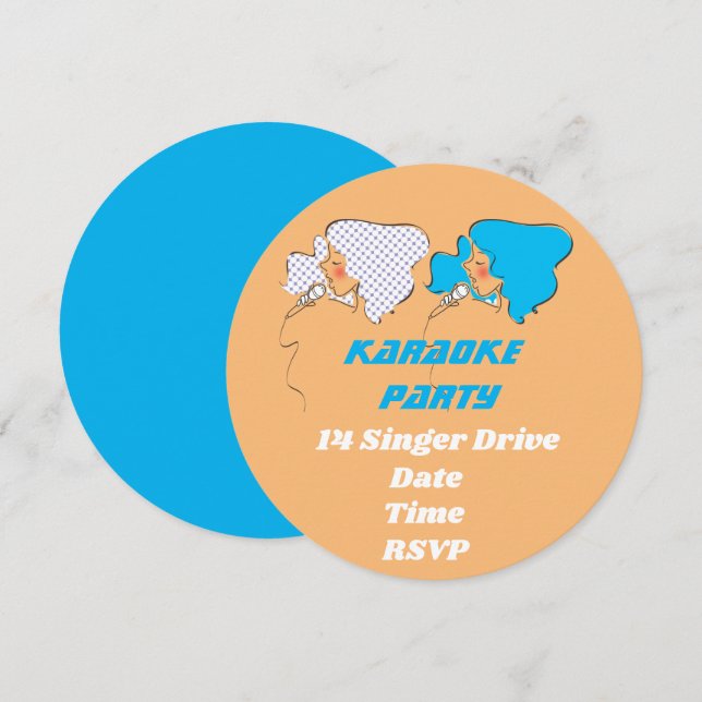 Invitation Karaoke record chant rétro thème de la fête (Devant / Derrière)