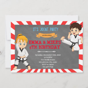 Invitation Karate boy girl joint party