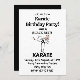 Invitation Karate I am A Black Belt Karate Anniversaire