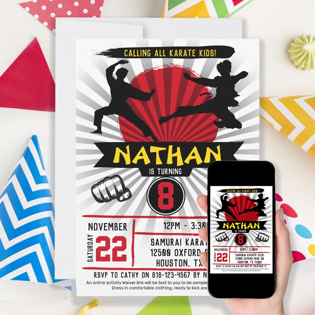 Invitation Karate Kid Arts martiaux Cobra Kai (Créateur téléchargé)