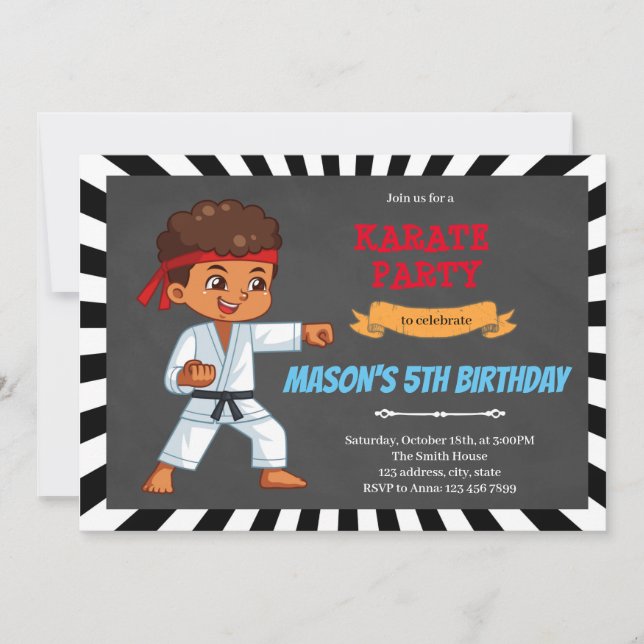 Invitation karaté pour garçon africain (Devant)