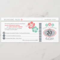 Kauai Hawaii Hibiscus Boarding Pass Mariage