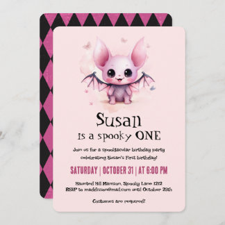 Invitation Kawaii Bat Halloween Birthday Party