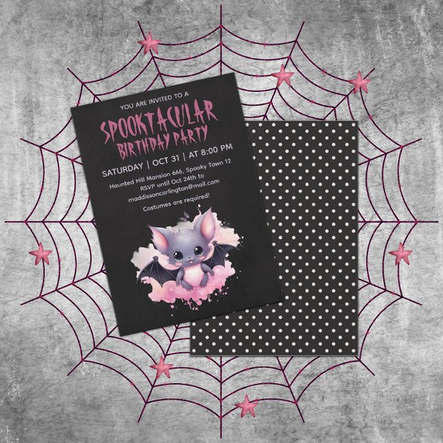 Invitation Kawaii Bat Halloween fête d'anniversaire (Créateur téléchargé)