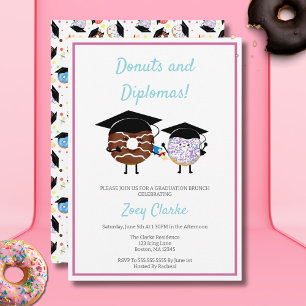 Invitation Kawaii Chocolat Et Vanille Donuts et Diplômes