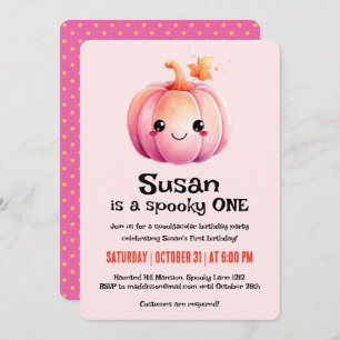 Invitation Kawaii Citrouille Halloween fête d'anniversaire