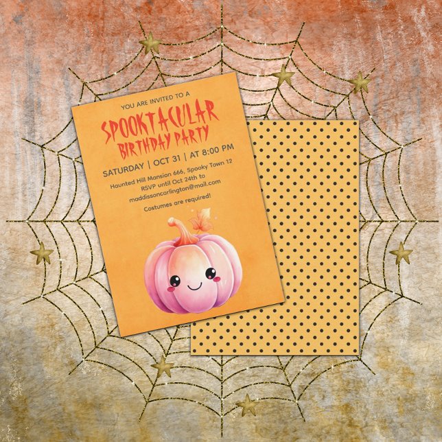 Invitation Kawaii Citrouille Halloween fête d'anniversaire (Créateur téléchargé)