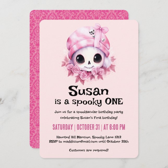 Invitation Kawaii Creepy Cute Halloween Birthday Party (Devant / Derrière)