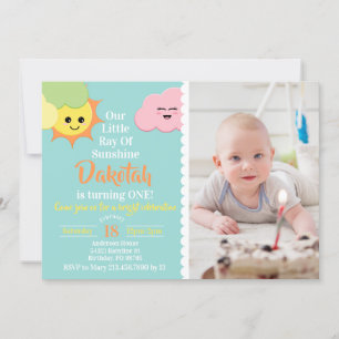 Invitation Kawaii Cute Ray Sunshine Photo Anniversaire