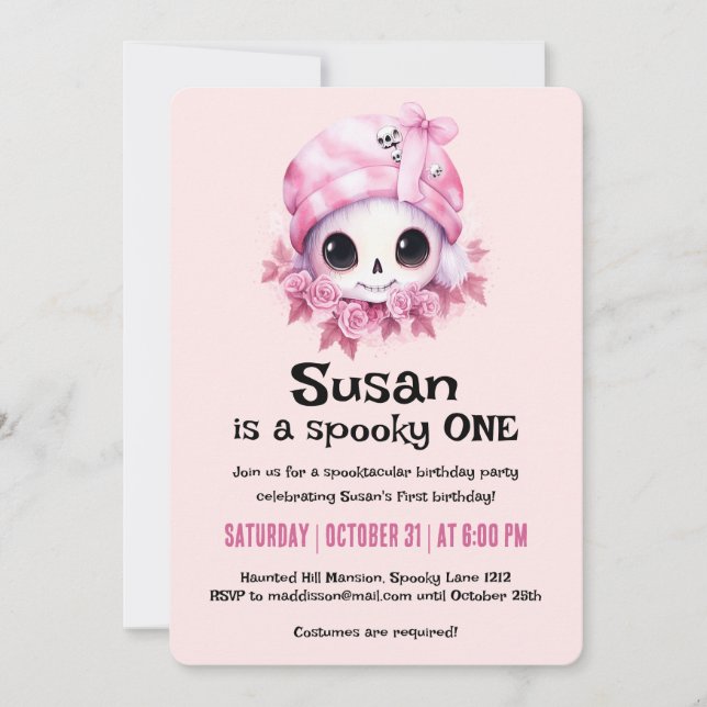 Invitation Kawaii Déplaisant Cute Halloween fête d'anniversai (Devant)