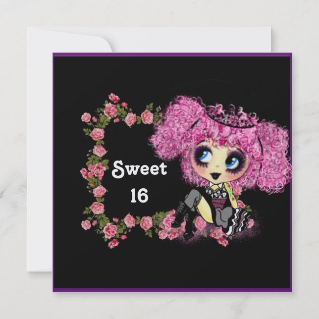 Invitation Kawaii fille douce 16 PinkyP (Devant)