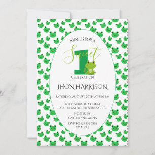 Invitation Kawaii Frog Première fête d'anniversaire