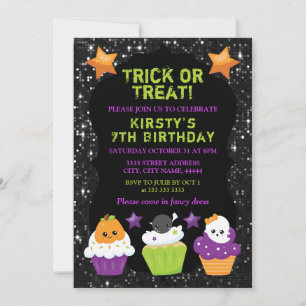 Invitation Kawaii Halloween Cupcakes Anniversaire