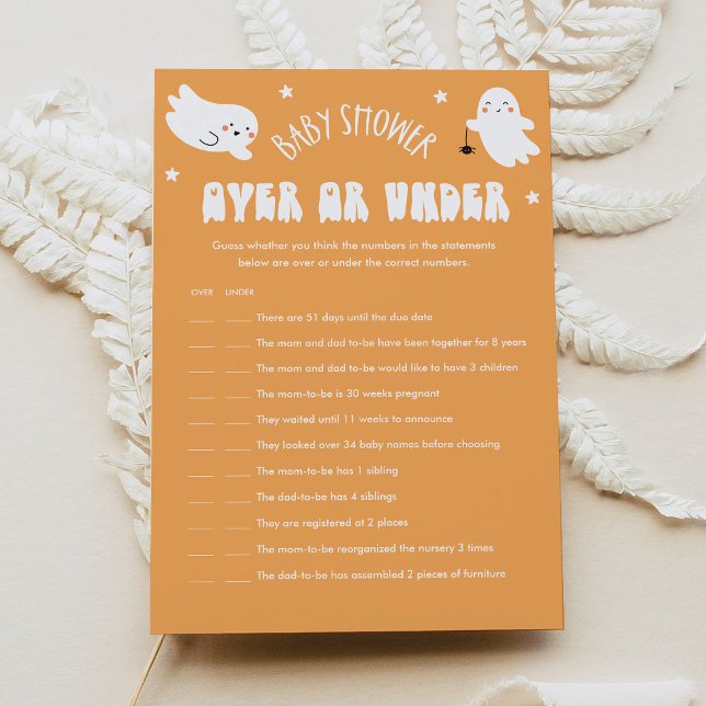 Invitation Kawaii Halloween Plus Ou Moins Baby shower Jeu (Créateur téléchargé)