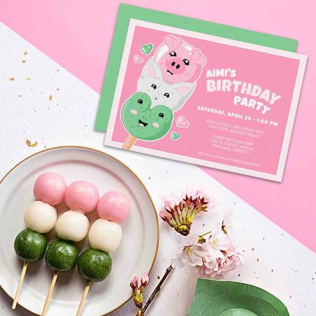 Invitation Kawaii Hanami Dango fête d'anniversaire (Créateur téléchargé)