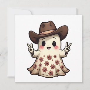 Invitation Kawaii Japonais Pastel Cowboy Ghost Halloween