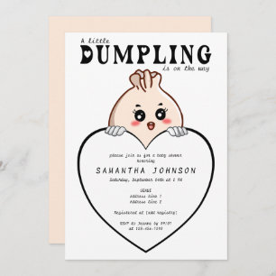 Invitation Kawaii Little Dumpling Dim Sum Baby shower blanc