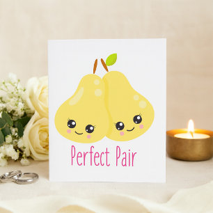 Invitation Kawaii Pear Couple Parfait Paire Funny Pun