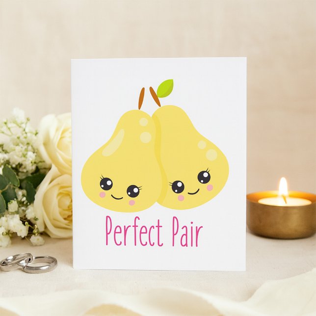 Invitation Kawaii Pear Couple Parfait Paire Funny Pun (Créateur téléchargé)