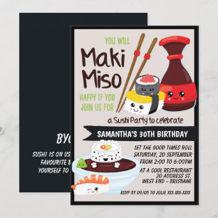 Invitation Kawaii Soirée Sushi