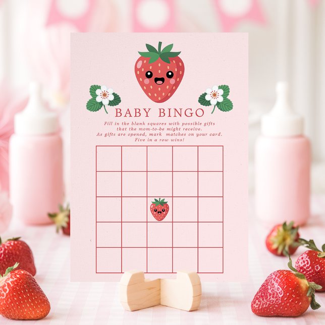 Invitation Kawaii Strawberry Baby Shower Bingo Game Card (Créateur téléchargé)
