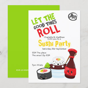 Invitation Kawaii Sushi Party Laisser Le Bon Times Rouler