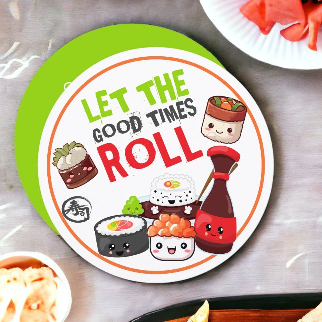 Invitation Kawaii Sushi Party Laisser Le Bon Times Rouler (Kawaii Sushi Party Let The Good Times Roll Dinner Invitation from Ricaso. Add your own text to back)