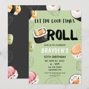 Invitation Kawaii Sushi Sashimi Enfants Garçon Fille Adulte A