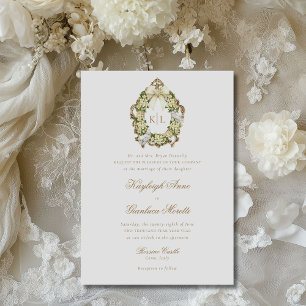 Invitation Kayleigh Vintage Crête d'or jaune Mariage floral