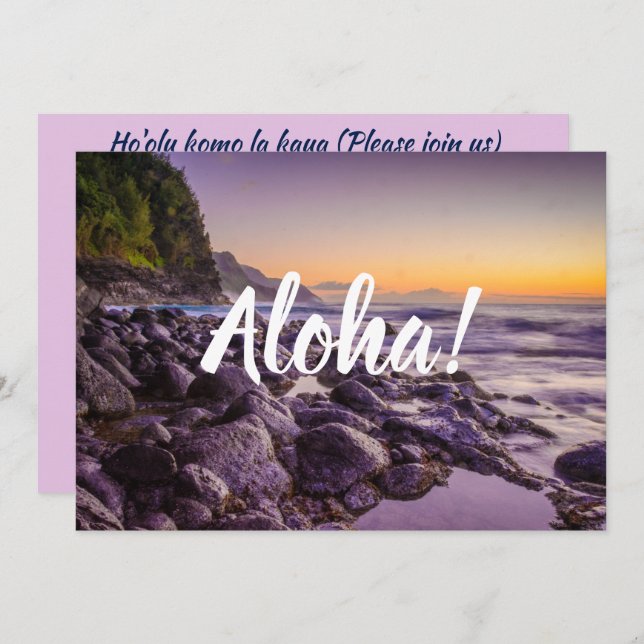 Invitation Ke’e Beach at Sunrise, Kauai, Hawaii (Devant / Derrière)