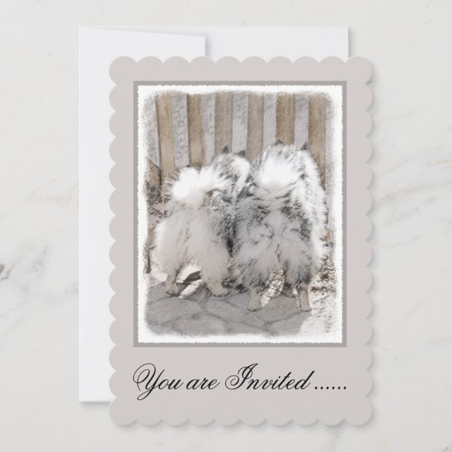 Invitation Keeshonds at the Gate Painting - Original Dog Art (Devant)