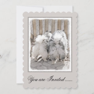 Invitation Keeshonds at the Gate Painting - Original Dog Art