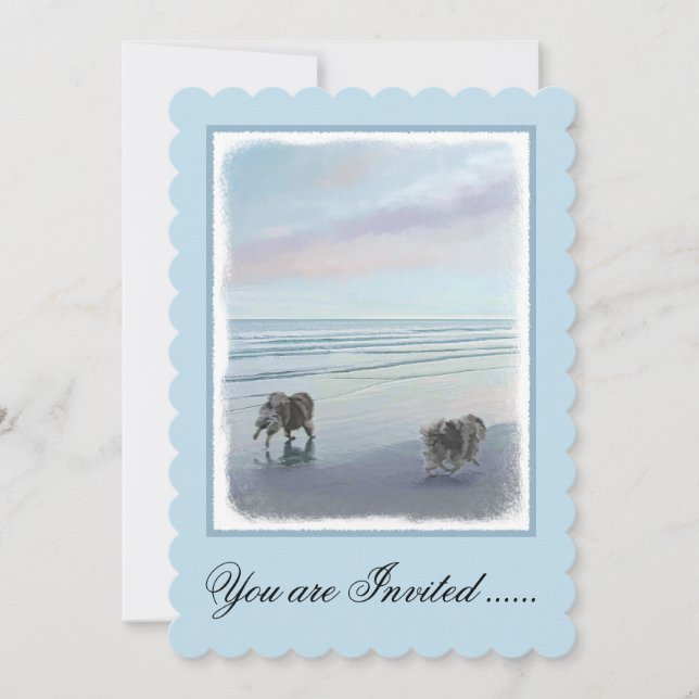 Invitation Keeshonds at the Seashore Peinture Dog Art (Devant)
