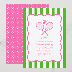 Invitation Kelly Green & Hot Pink Preppy Tennis Bridal Shower