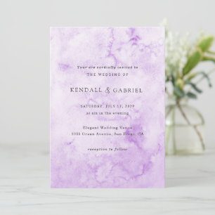 Invitation Kendall Purple Aquarelle Mariage élégant